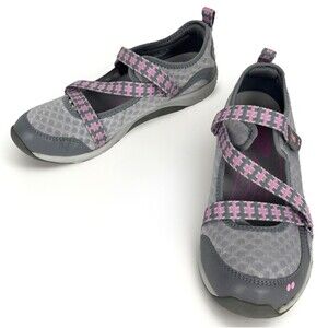 Ryka Kailee Mary Jane Shoes Women's SZ 8 M Gray Pink Mesh Casual Comfort Boho